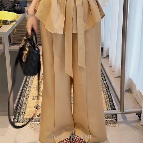 Women's European Leisure Fashion High-end Solid Color Set Summer 2025 New Loose Short Sleeve Shirt Wide Leg Pants Two-Piece Set