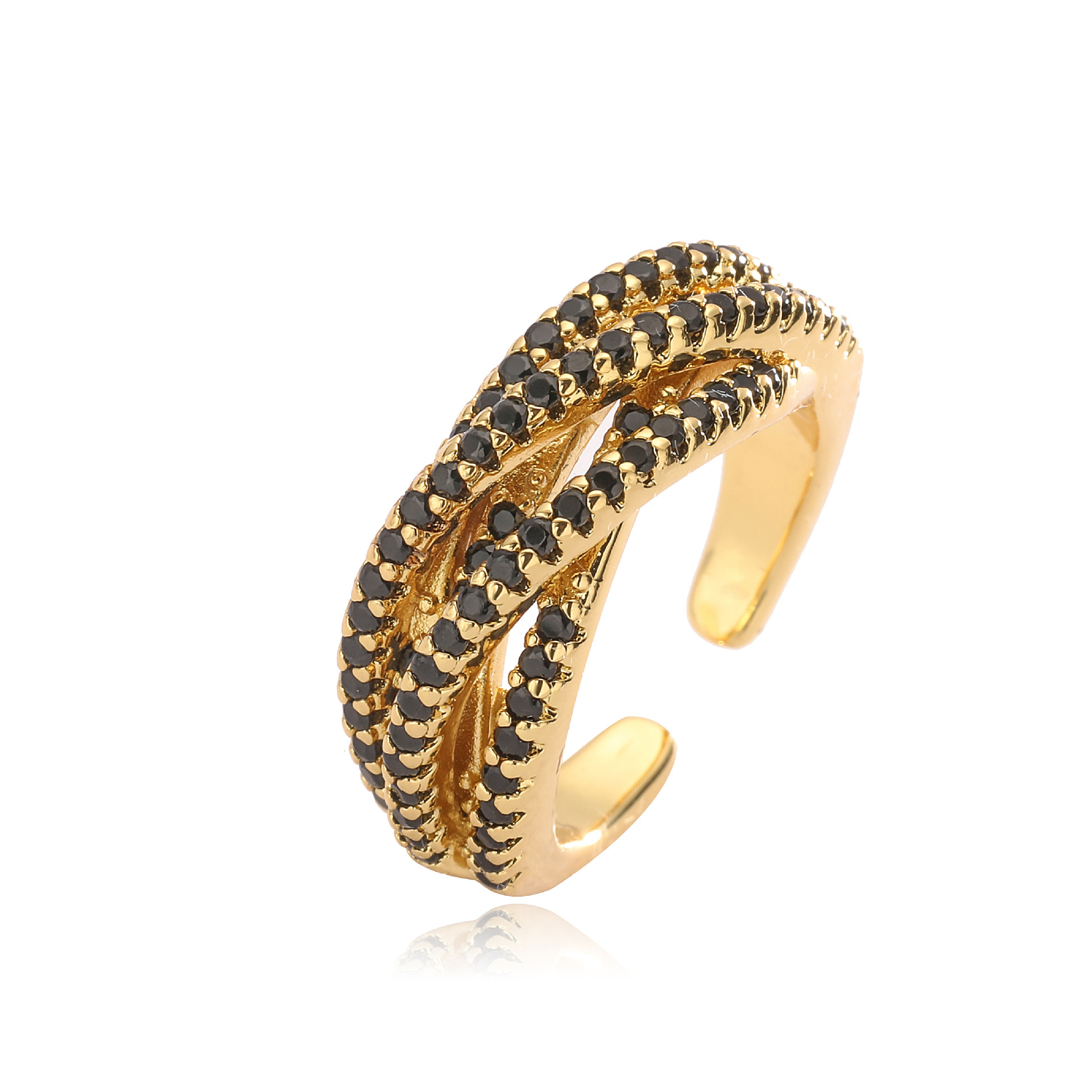 Irregular, Inlay Design Copper Irregular Inlay Cross Geometric Rhinestones Open Rings