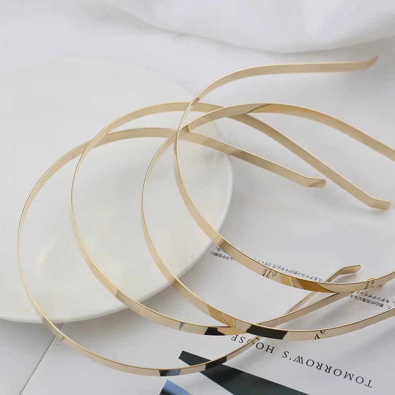 Diadema de cáñamo dorado plateado giro exquisito anillo de cabeza de hierro galvanizado en bruto metal 5MM diadema de tablero ligero