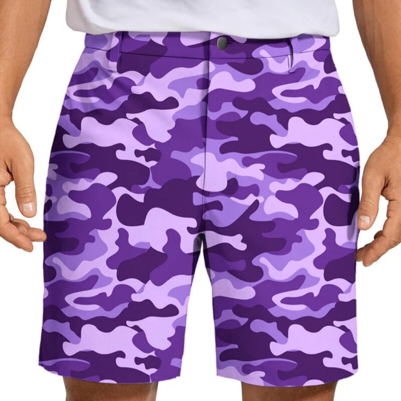 2025 New Outdoor Sports Men's Fashion Anti-Wrinkle Casual Golf Shorts Printed Camouflage Golf Shorts