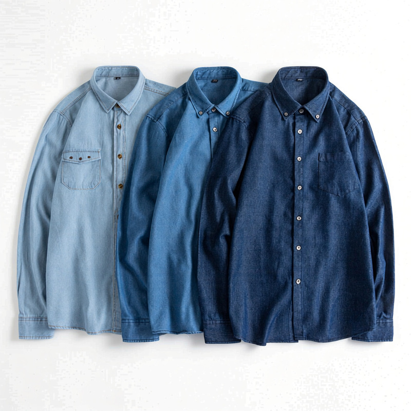 Denim Washed Long-Sleeved Shirt Men's Casual Cotton Shirt Fashionable Versatile Men's Tops Spring & Fall Student Shirts