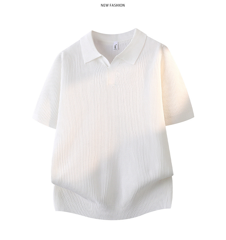 Herren Vintage Polo Hemd Aus Geripptem Baumwollstrick Kurzarm_voghion.com
