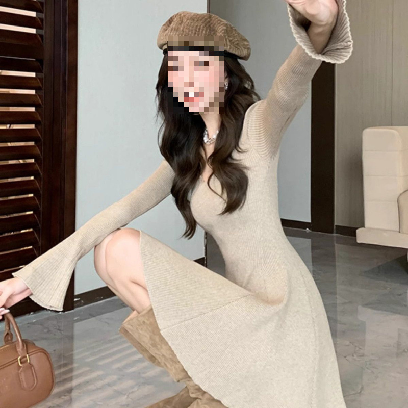 黑色针织连衣裙大衣内搭短裙穿搭裙子女2025新款|undefined