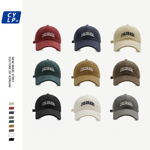 Hat Women's Autumn and Winter Internet Celebrity Couple Street Trendy Brand Letter Embroidered Baseball Cap Korean Style Washed Cotton Cap for Men