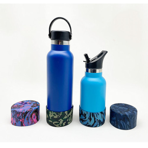 7.5/12-24oz Silicone Protective Cover Thermos Cup Cover Water Transfer Printed Sports Bottle Space Bottle Cup Cover Cup Bottom Cover