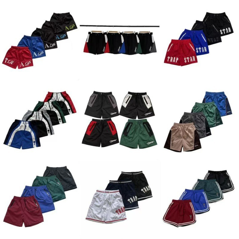 Cross-Border Export Trapstar Letter Print Embroidered Shorts Summer Loose Sports Casual Beach Pants for Men