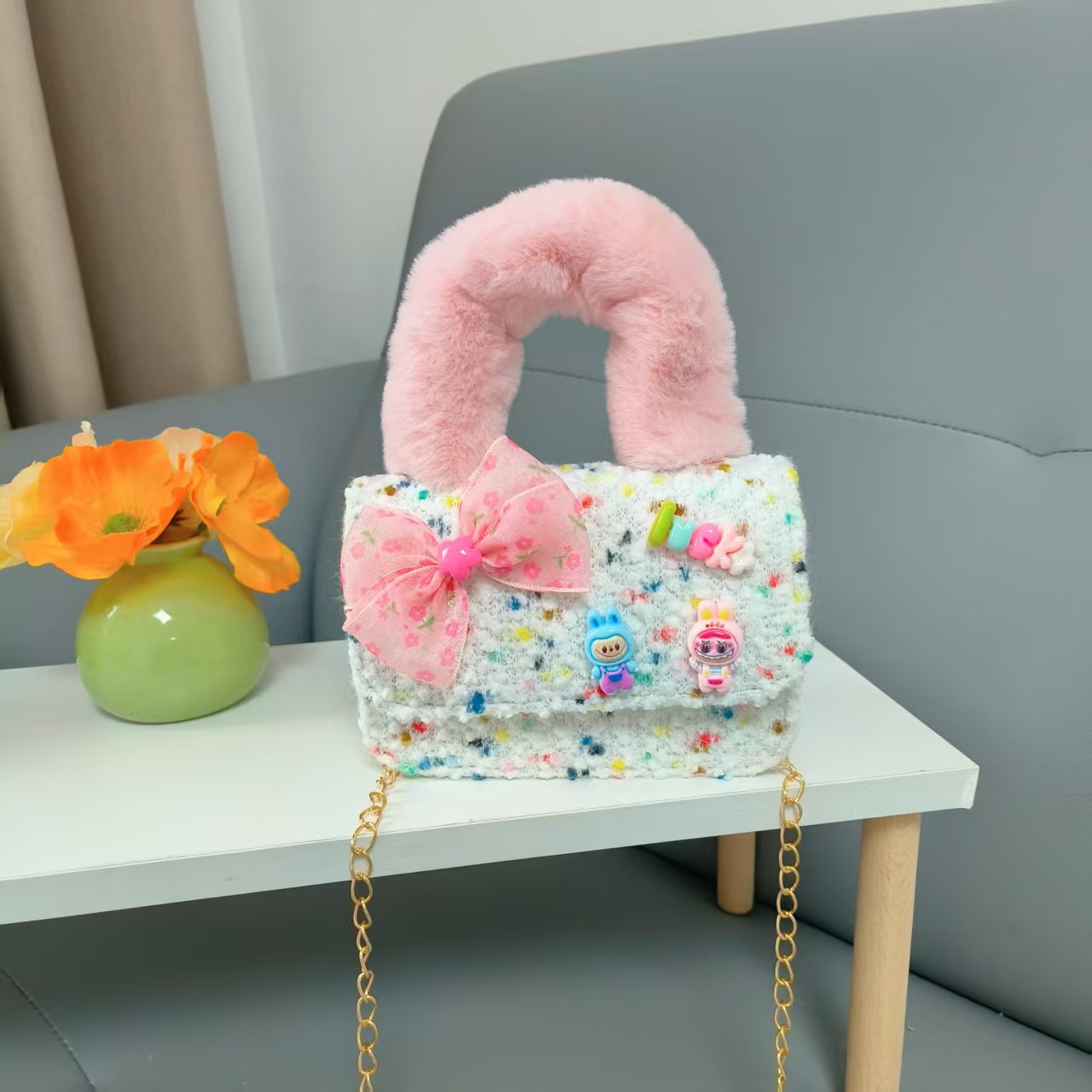 Bolsa de princesa de arco de dibujos animados para niños Año Nuevo bolso de hombro bolso de cadena pequeña bolsa de accesorios de viento fragante