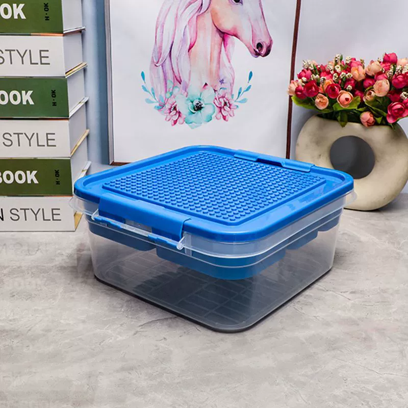 Square transparent plastic storage box, toy, constructor with accessories, wholesale