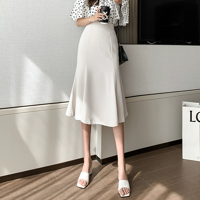 Спотовая корейская версия средней и длинной юбки с рыбьим хвостом 2024 осень новая высокая талия темпераментная юбка бедра юбка высокая талия юбка средняя юбка для детей