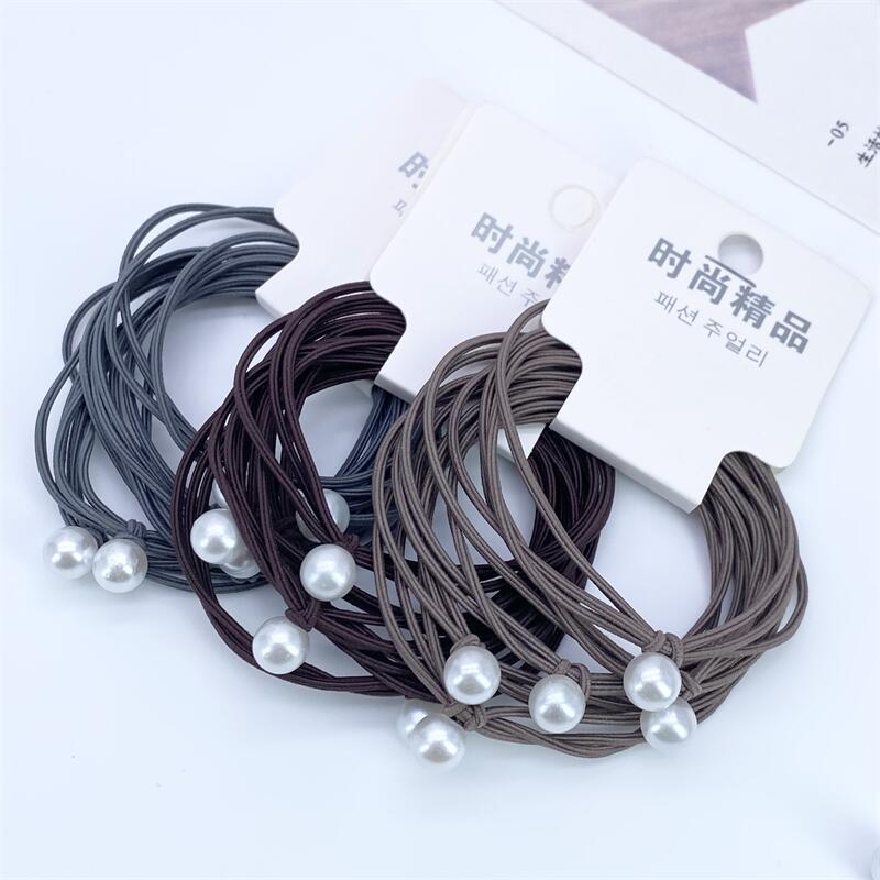 Tarjeta diadema de perlas Mori chica cuerda de pelo adulto alta banda de goma elástica corbata chica de pelo simple 2 yuanes tocado femenino