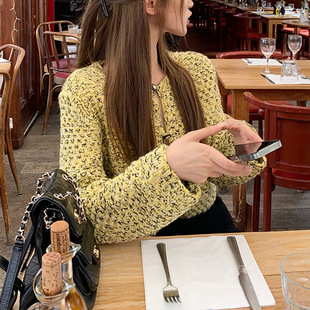 Peris afternoon vintage texture woven tweed single-breasted Chanel coat