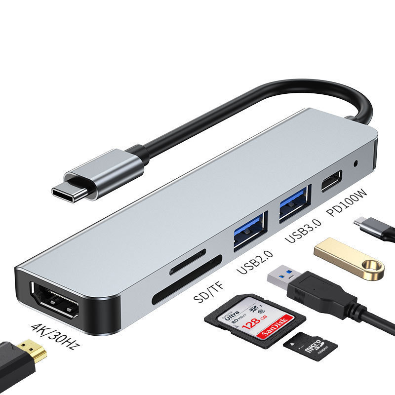 クロスボーダータイプC拡張ドック7-in-1 HDMI4Kスクリーン投影携帯電話タブレットノートブック多機能拡張ドック|undefined