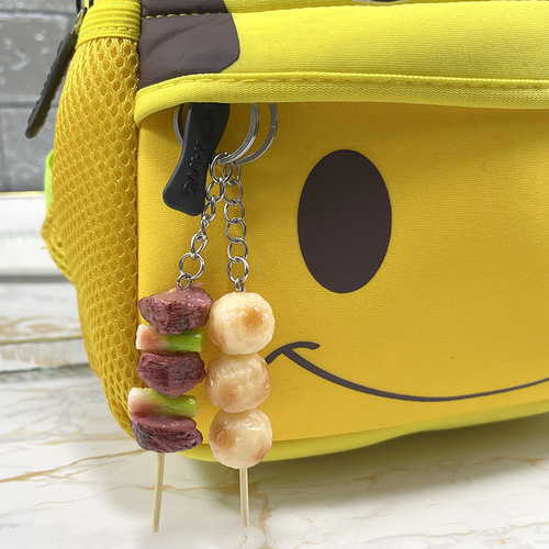 Internet celebrity Zibo barbecue model new simulation food keychain pvc pendant mutton skewers key chain