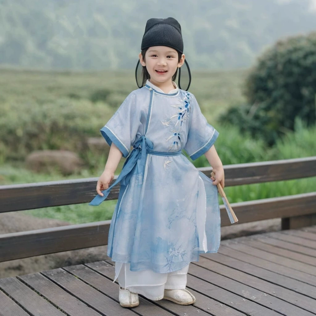 Детский костюм Hanfu Мальчик Летний костюм Тан Древний стиль Guoxue Guoxue 2025 Новый костюм для мальчиков