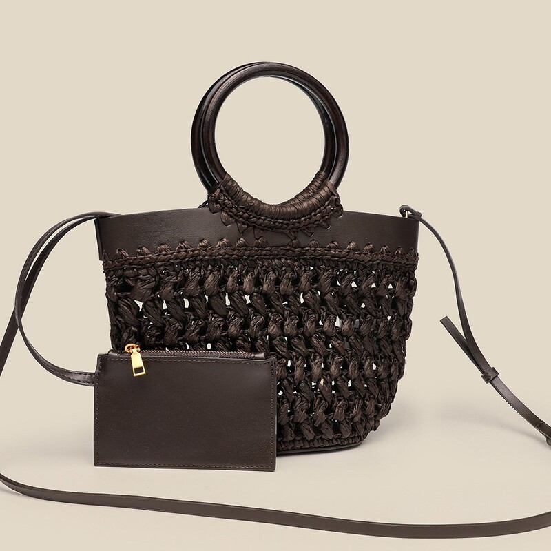 2026 Spring and Summer New Retro Casual Straw Woven Bag Raffia Woven Bag Large Capacity Vacation Handbag Shoulder Bag for Women