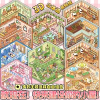 3D Sticker Diorama Kit, Mini Figures Storage Scenes — Multi-Theme DIY Room Sets