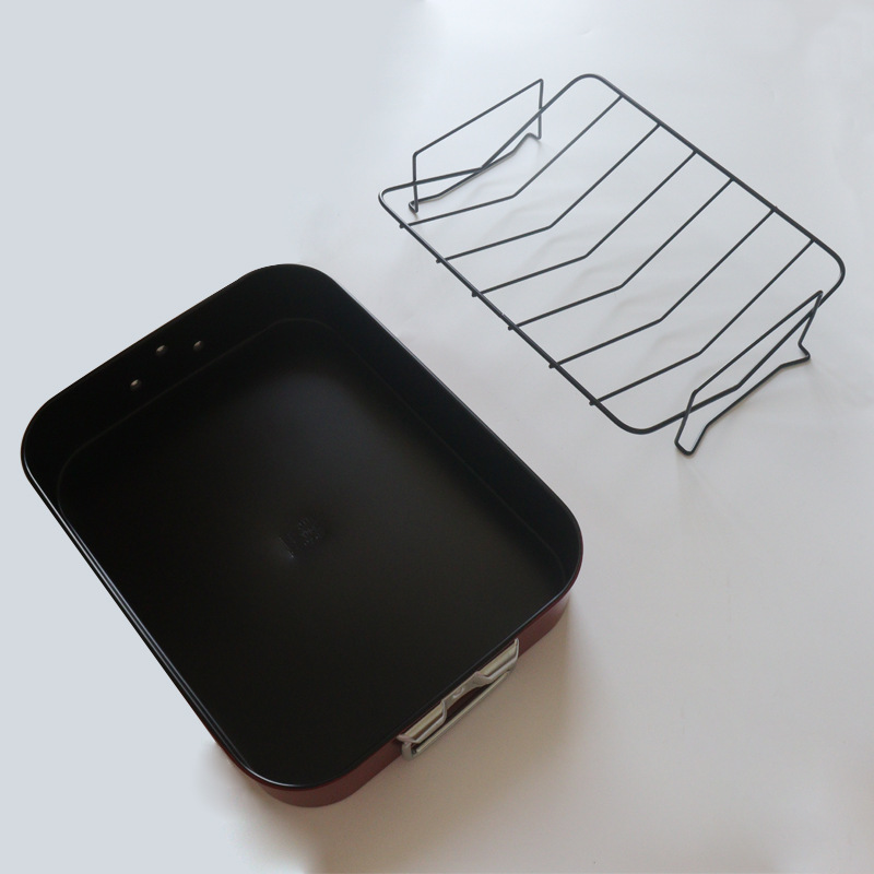 Turquía RoasterPan no tocando con mango, bandeja de pollo con soporte, bandeja de peru en forma de V, Amazon Hot Sale