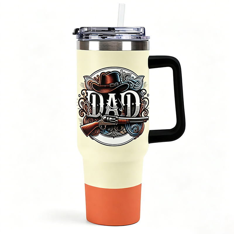 Cross-border una taza de mango personalizada de 40oz taza de automóvil taza de acero inoxidable de gran capacidad taza de paja taza de automóvil