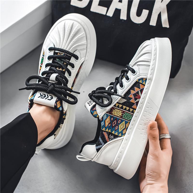 2025 Fashion New Sports Summer Men's Shoes Men's Casual Thick-Soled White Shoes Trendy Shell Toe Canvas Sneakers