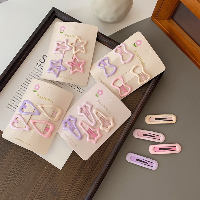 Primavera y verano pinzas de cabello estrella rosa coloridas pinzas de cabello para niños pinzas de cabello frangeas pinzas de cabello frente lateral amor bb pinzas