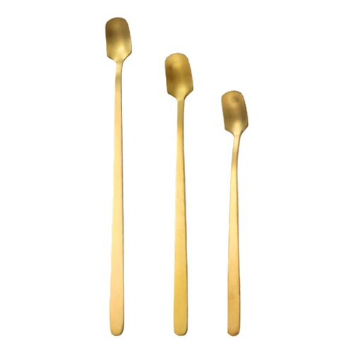 Stainless steel square head spoon creative mug long handle small ice spoon coffee stirring spoon gift spoon meal spoon dessert spoon