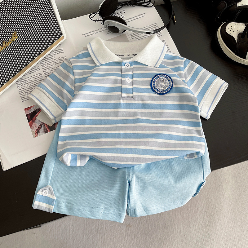 Baby Summer Dress suit 2025 New Ouruofeng Children's Wear Boys Summer Short-sleeved Polo Shirt Children's Western Style Infants