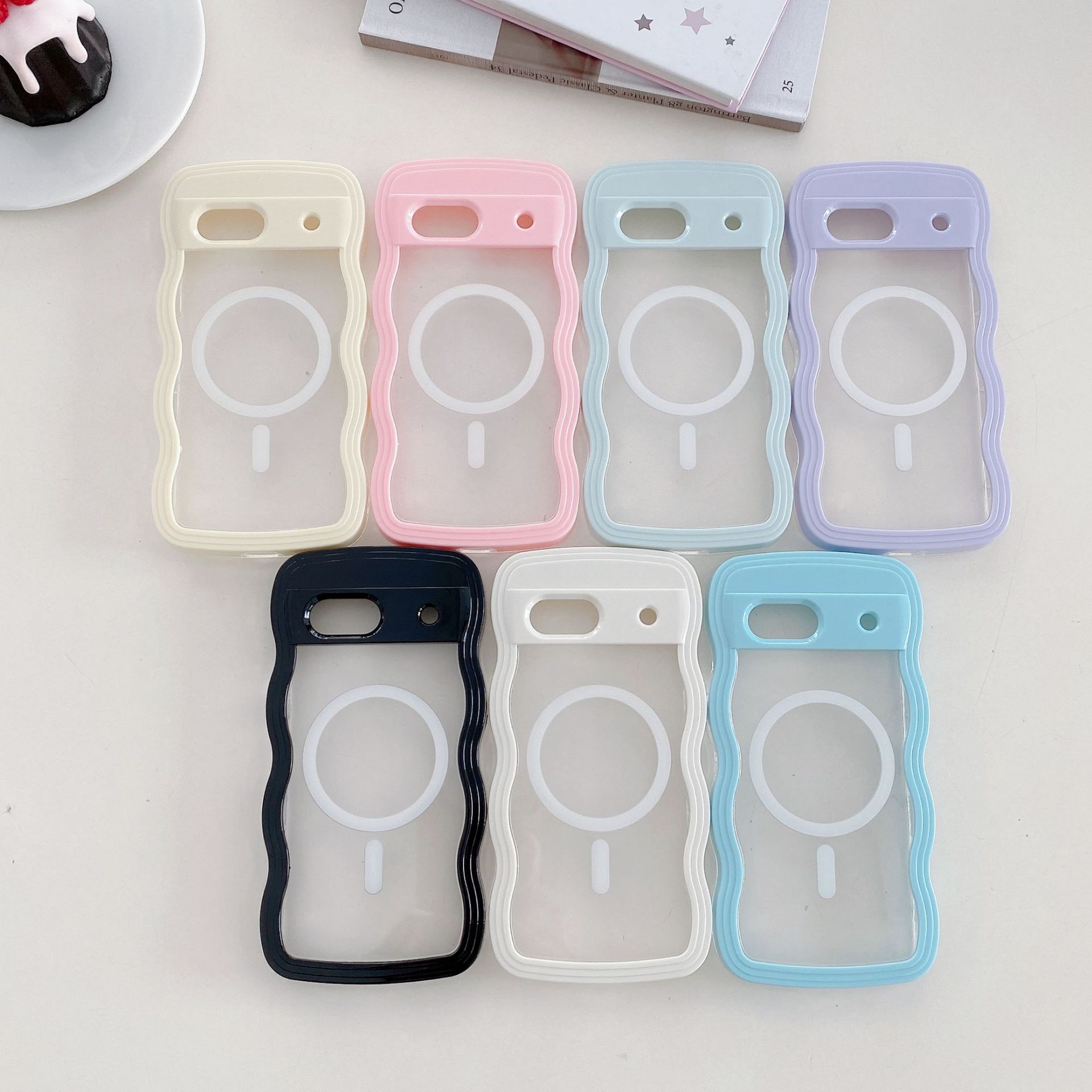 2-in-1 Wave Pattern Transparent Suitable For 7A 8A Magnetic Phone Case Google Pixel 9 9PRO_voghion.com