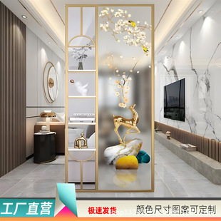 Light Luxury Stainless Steel Screen Decoration Entrance Door Porch Living Room Dining Room Changhong Glass Partition Wall Bathroom Shelter