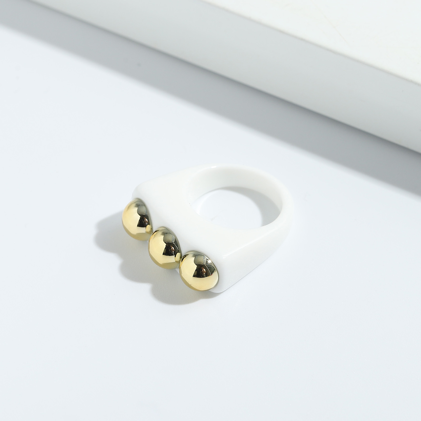 Mode Acryl Eingelegter Metall Ring display picture 12