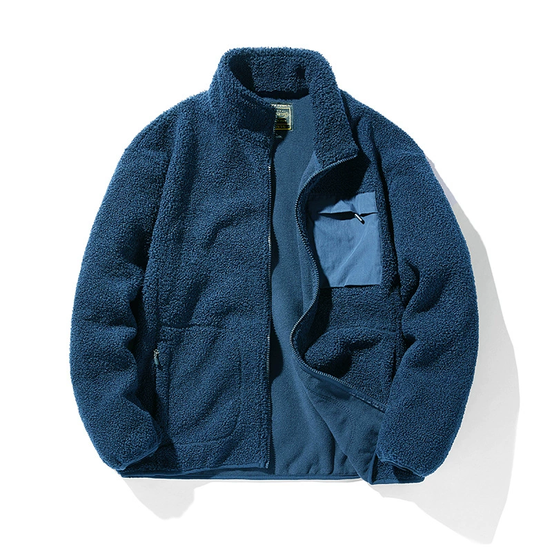 Stand -up collar grasping velvet jacket