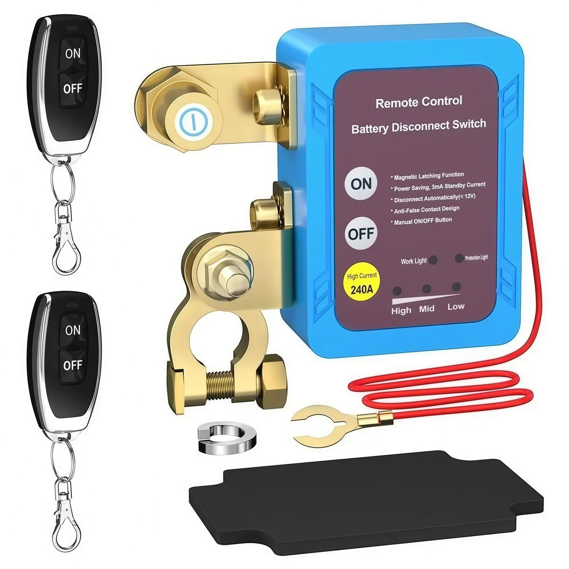 Car battery disconnector remote control manual integrated voltage digital display intelligent power-off switch 12V24V power switch