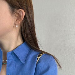 简约轻奢天然淡水珍珠耳勾女法式复古优雅时尚潮流百搭耳环耳饰