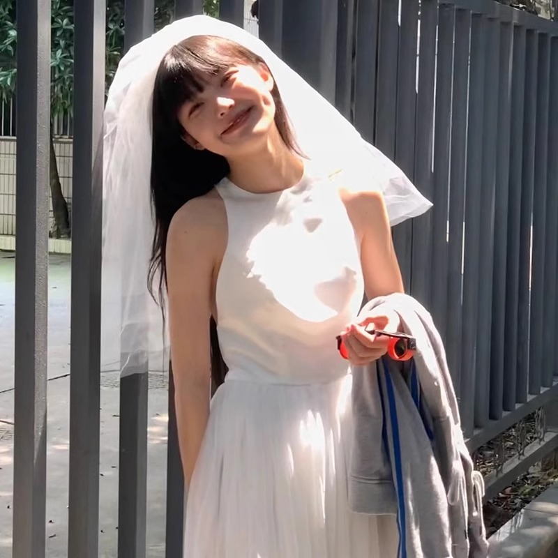 简约复古新娘头纱领证登记小头饰求婚订婚照道具仙美蓬蓬纱短|undefined