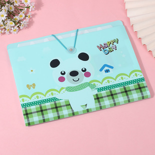 A4 Cartoon-Style Accordion Folder for Students' Exam Papers, Multi-Layer Colored Printing Document Folder, Portable Buckle-Type Document Storage Bag