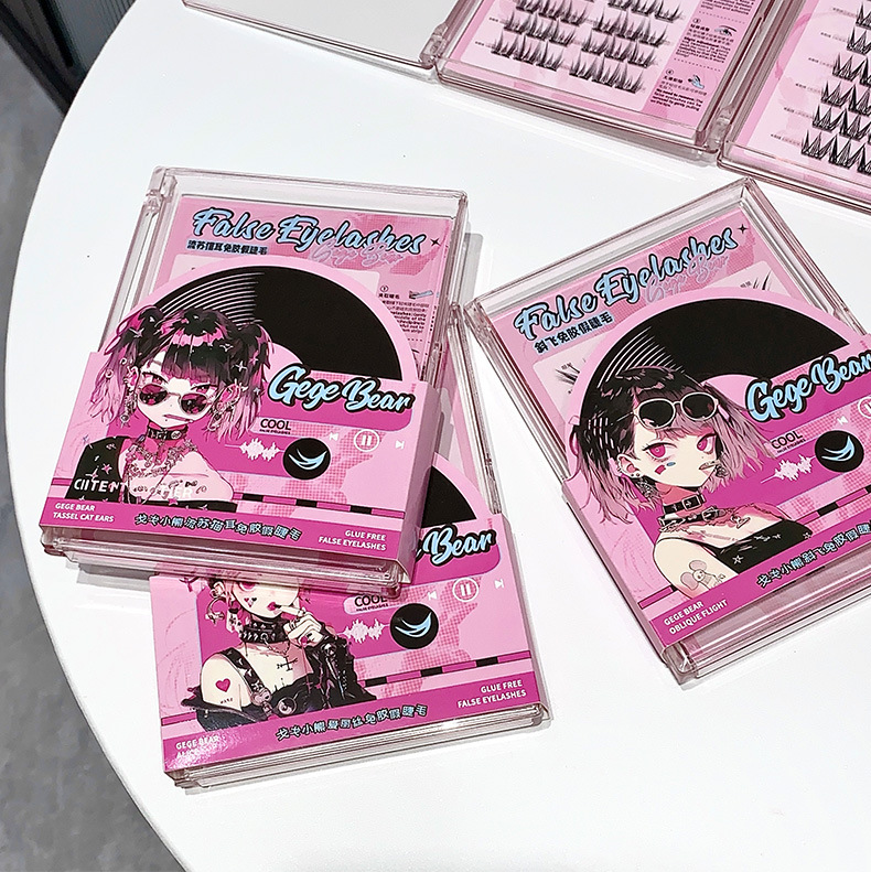 Gege bear Gogo Little Bear glue-free false eyelashes simulate transparent hot girls, thick and natural comic flu-like fur undefined