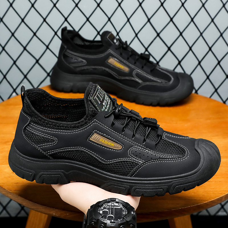 Zapatos casuales para hombre para exteriores, estilo primavera, modernos y versátiles, zapatos transpirables con suela blanda, zapatos de senderismo de malla poco profunda para hombre
