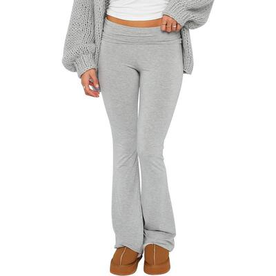 T3924 代发速卖通亚马逊跨境新款运动裤女式喇叭紧身裤 折叠休闲