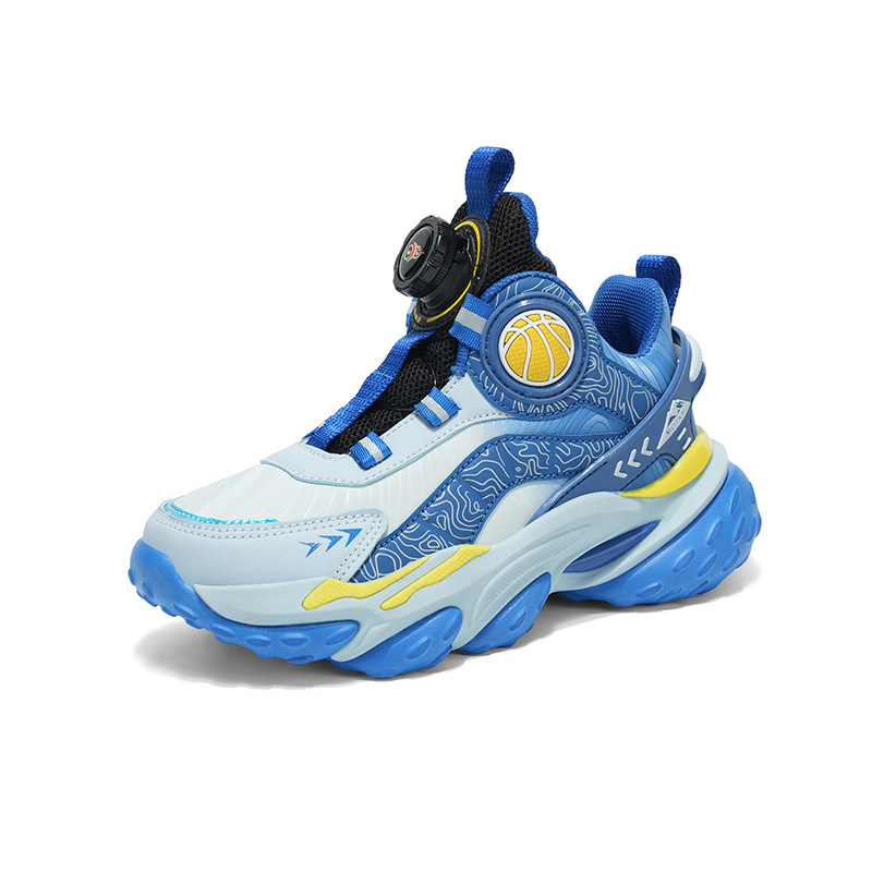 Fábrica directa de zapatos de baloncesto de cuero para niños con suela gruesa y cómoda en el interior de los zapatos giratorios de moda zapatos de carrera cool