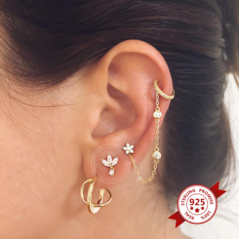 Pendientes De Clip De Oreja De Mariposa De Circonio Con Aguja De Plata Esterlina Pendientes Elegantes Simples De Mujer Joyería De Estilo Ins De Diseño De Nicho display picture 16