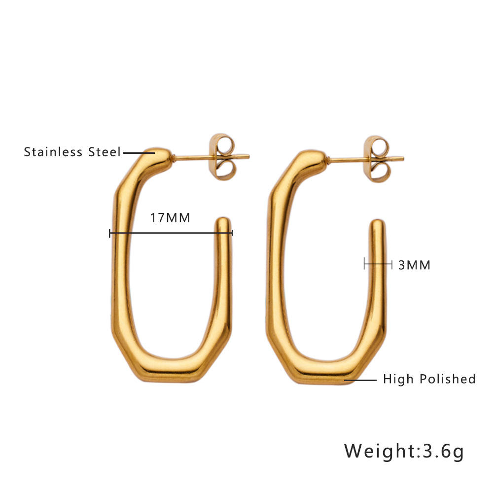 1 Par Estilo Ig Geométrico Enchapado Acero Titanio Aretes display picture 4