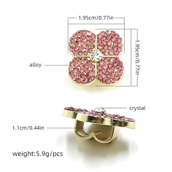 Fuchsia footwear buckle, diamond encrusted, 19.5mm