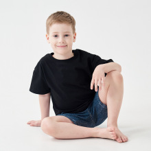 2024夏季儿童时尚潮范字母印花短袖中小男童女童宽松运动短袖T恤