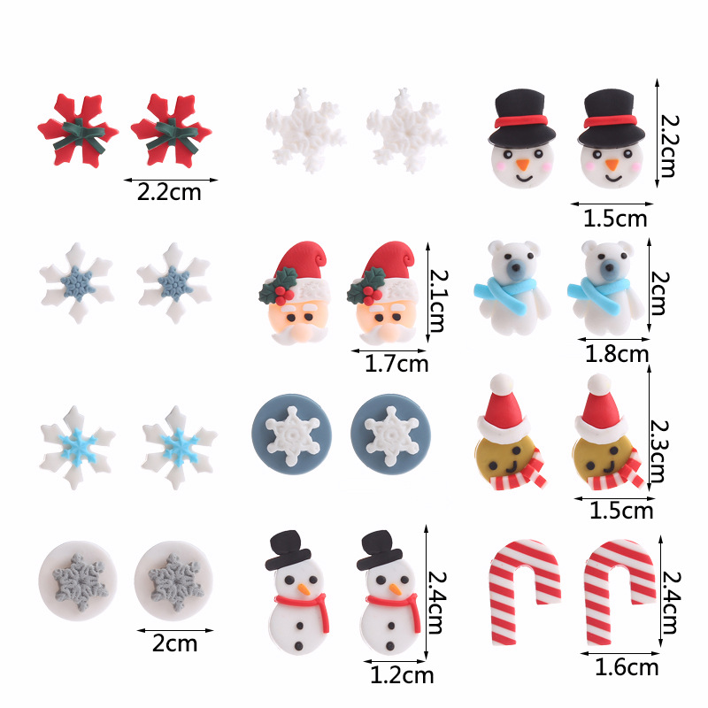 Mode Santa Claus Bonhomme De Neige Flocon De Neige Argile Molle Femmes Oreille Goujons 1 Paire display picture 1