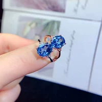 925 серебряный инкрустированный швейцарский синий топа каменное кольцо простой и щедрый главный камень 9*11
