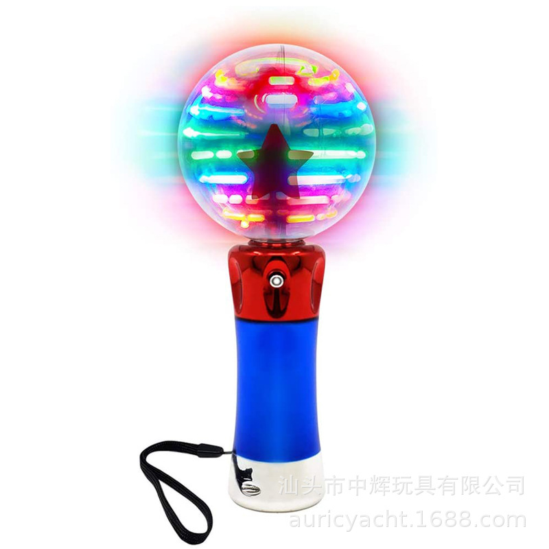 Puesto en el mercado nocturno al por mayor de los niños palo luminoso Bola de alegría juguete luminoso LED intermitente palo giratorio soporte Luz