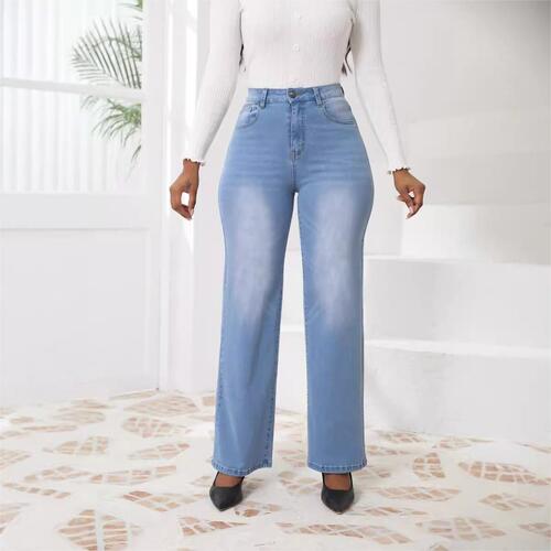 2026 European and American style high-waist casual straight pants New style slimming fashionable women's jeans wholesale and direct sales