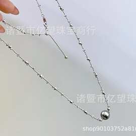 天然海水珍珠8-9mm正圆强光极微微瑕大溪地纯银高品质仙女链