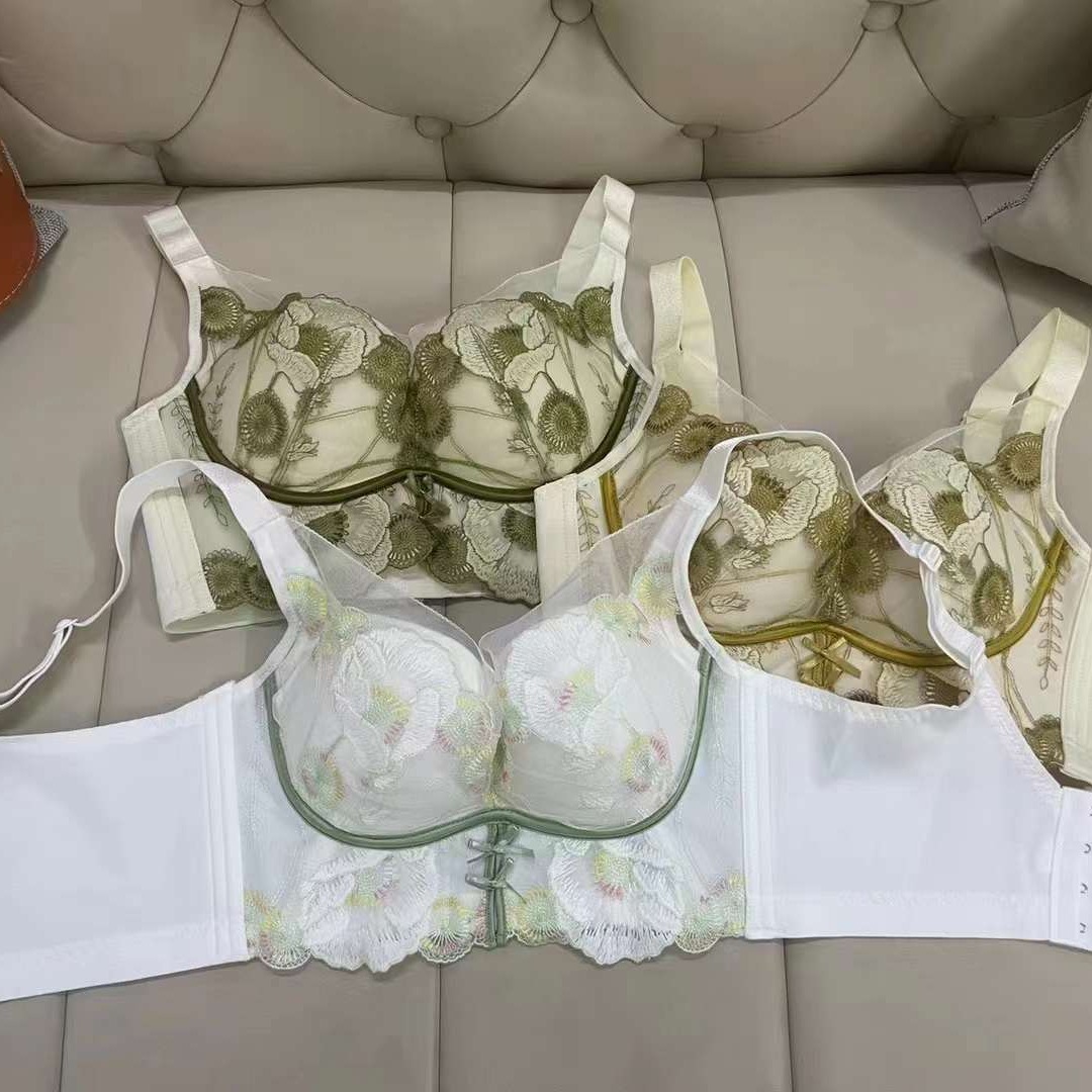 004 # línea de teatro de alta calidad sujetador de moda de encaje jacquard transpirable ajustable confortable cuatro botones de pecho lateral