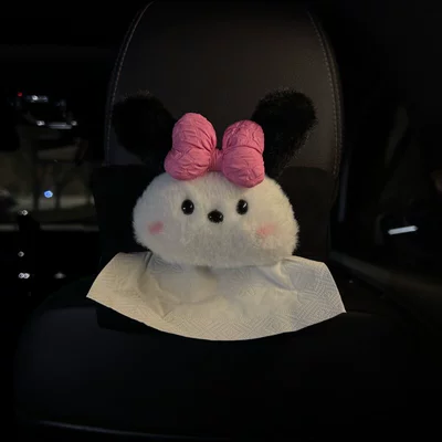 Car tissue box/set tissue holder, car paper bag - 1-pink-bow-dog-black-tissue-box