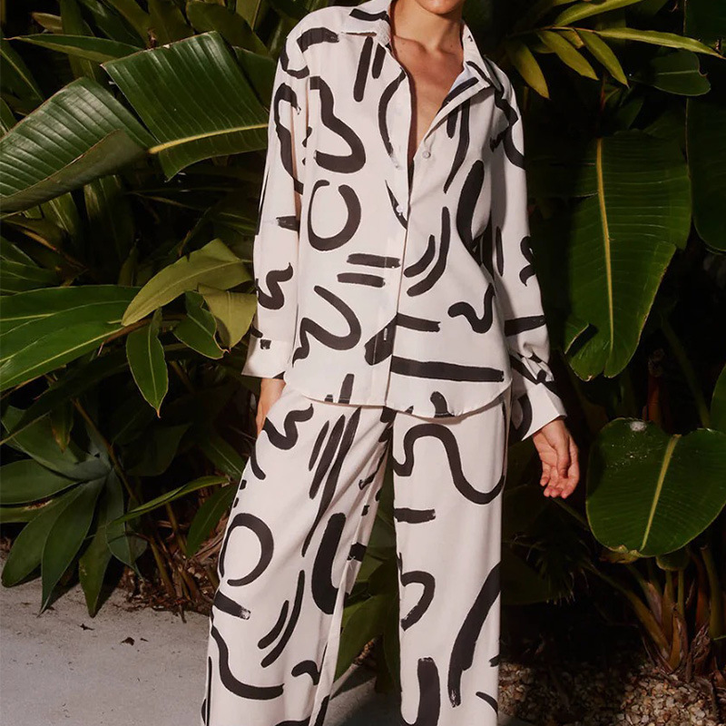 Regular Fit Fit Type Abstract Pattern Spring, Autumn Season Women'S Gender Daily Women'S Casual Abstract Polyester Printing Pant Co-ord Set Pants Sets